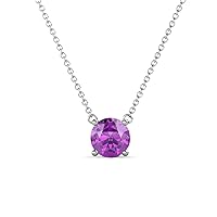 Amethyst 1 1/6 ctw Womens Solitaire Pendant Necklace 14K Gold Included 16 Inches Gold Chain