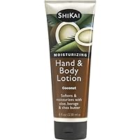 ShiKai Hand & Body Lotion (Coconut, 8oz) | Daily Moisturizing Skincare for Dry and Cracked Hands | With Aloe Vera & Vitamin E