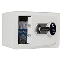 Biometric Safe - Lock Box with Fingerprint Scanner and Digital Key for Quick Access - Money Safe for Cash and Jewelry - Home Safes by Stalwart (White)