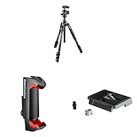 Manfrotto Befree Advanced Tripod & Smartphone Clamp, Pro Version (MCPIXI), Black & Cameras Quick Release Plate with Special Adapter (200PL)