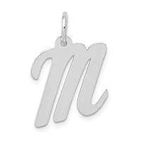 14k Gold Medium Script Letter Name Personalized Monogram Initial Charm Pendant Necklace Jewelry for Women in White Gold Yellow Gold Choice of Initials and Variety of Options