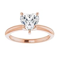 925 Silver 10K/14K/18K Solid Rose Gold Handmade Engagement Ring 1 CT Heart Cut Moissanite Diamond Solitaire Wedding/Bridal Ring Vintage Antique Perfect Rings for Her