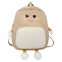 Cartoon Cute Square Lady Backpack for Travel Camping Holiday Gift Men Present (Khaki)