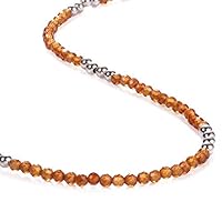 NirvanaIN Spessartite Garnet Beads Necklace with 925 silver balls, Beaded Necklace, Spessartite Beaded Necklace, Spessartite Necklace, Dainty Necklace