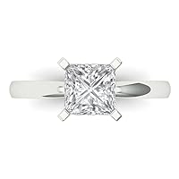1.45ct Princess Cut Solitaire Stunning Genuine Lab Created White Sapphire Classic Statement Ring 14k White Gold for Women