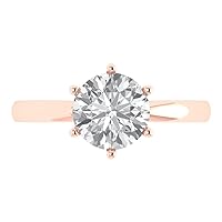 Clara Pucci 2.0 ct Round Cut Solitaire Genuine Moissanite Engagement Wedding Bridal Promise Anniversary Ring in 14k rose Gold for Women