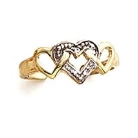 14k Two Tone Gold Diamond 3 Love Hearts Toe Ring Jewelry Gifts for Women