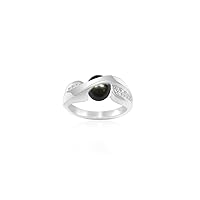 0.14 Cts Diamond & 7 mm Cultured Pearl Ring in 14K White Gold