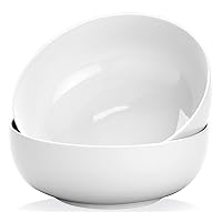 Yedio Pasta Serving Bowls 120 Ounce 9.7” Large Serving Bowls, Porcelain Salad Bowls for Kitchen, Big White Soup Bowls, Oven Dishwasher Safe, Set of 2