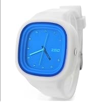 ZGO Quartz Jelly Watches with Rhinestones (Assorted Colors) (White/Blue)