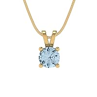 Clara Pucci 0.55ct Round Cut unique Fine jewelry Natural Sky blue Topaz Solitaire Pendant With 16