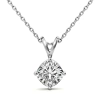 Moissanite Solitaire Wedding Pendant Solid 14k White Gold/925 Sterling Silver Cushion Cut 1.50 Carat