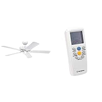 Westinghouse Lighting Ceiling fan, white version with reversible blades in white/white with rattan, 7826940 77874 wireless thermostat for ceiling fan and remote control