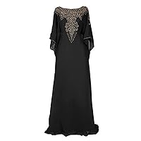 Covered Bliss Aceil Kaftan for Women -3/4 Sleeve Maxi Dress, Elegent Luxury Party Wear
