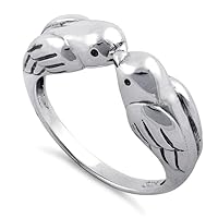 925 Sterling Silver Love Bird Kissing Women Stacking Ring