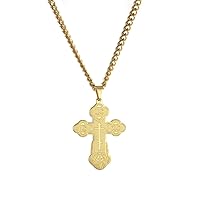 TEAMER Cross Necklace Russian Orthodox Crucifix Eastern Church Necklace Religious Christian Prayer Jewelry for Men Women