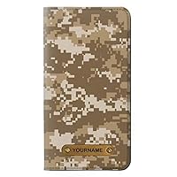 RW3294 Army Desert Tan Coyote Camo Camouflage PU Leather Flip Case Cover for iPhone 11 Pro Max with Personalized Your Name on Leather Tag