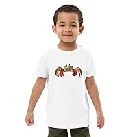 Kids Organic Cotton T-Shirt Crab Boxer, Crab Shirt, Boxer Shirt, red Boxing Gloves, Ocean Shirt, Crab Print