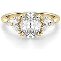 14K Solid Yellow Gold Handmade Engagement Ring 2 CT Oval Cut Moissanite Diamond Solitaire Wedding/Bridal Ring for Women/Her, Wedding Gifts for Her