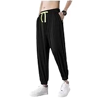 Summer Casual Trousers for Men - Ice Silk Thin Section Sports Pants with Loose Fit and 9-Minute Length