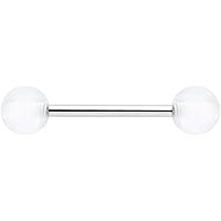 Body Candy Stainless Steel Cool and Clear Acrylic Barbell Tongue Ring Unisex 14G Tongue Piercing Body Jewelry
