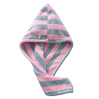 Stripd Turban Microfiber Hair Towel Quick Drying Hair Wrap Thickened Towel Absorbent Dry Hail Cap Home Bathroom Products (Color : D)