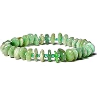 Unisex Bracelet 7-8mm Natural Gemstone Emerald Fancy Wheel shape Smoothcut beads 7 inch stretchable bracelet for men & women. | STBR_03142