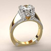Luxury 18K Gold Plated White Sapphire Women Wedding Promise Ring Jewelry SZ 6-10 (10)