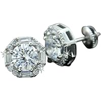 2.50Ct Round Cut Lab Created Diamond Women's Halo Stud Earrings 925 Sterling Silver
