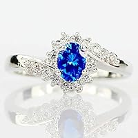 (2) Vintage 925 Silver Blue Sapphire Women Wedding Engagement Bridal Jewelry Sz 6-10 (7)