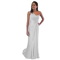 Women's One Shoulder Chiffon Prom Evening Dress Floor Length Wedding Gown