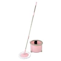 Azuma TSM557 Rotating Mop, Tornado Round Set, Compact, Wipe Width: 10.2 inches (26 cm), Handle Length: 42.1-51.2 inches (107.5-130 cm), Pink, Single Layer Cleaning