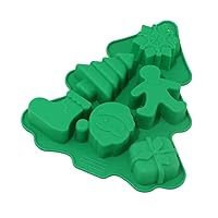 [5-Pack] Pouring Silicone Cake Model Christmas Tree 6-Hole Mold Baking Manual Baking Green