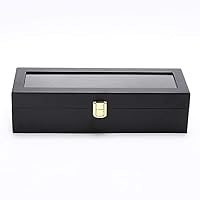Watch Box 6 Slots Black Watches Display Case Lockable Glass Lid Storage Box For Female And Male Watch Organizer Collection