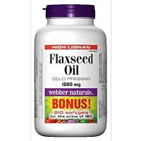Webber Naturals Flaxseed Oil Cold Pressed, 1000 mg, 210 Softgels Bonus