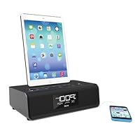 iHome Dual Charging Stereo FM Clock Radio with Lightning Connector and USB for iPhone 6, iPhone 6 Plus, iPad, iPhone or iPod(Black)