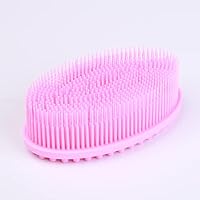 Soft Silicone Scrub Tub Shower Exfoliating Skin Suitable for Adult Bath Shampoo Head Massage Brush Supplies Silicone Brush (Pink)