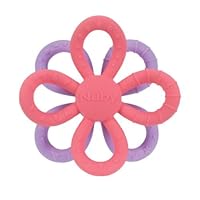 Nuby Fun Loops Teether - Flower-Shaped Infant Teething Toy for Babies - 3+ Months - Pink and Purple
