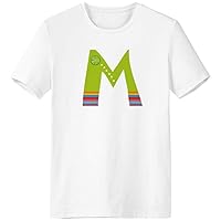 M Alphabet Orange Fruit Cute Pattern T-Shirt Workwear Pocket Short Sleeve Sport Clothing