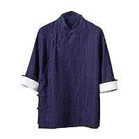 Traditional Chinese Clothing for Men Male Chinese Mandarin Collar Shirt Blouse Kung Fu Outfit China Shirt Tops