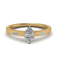 Choose Your Gemstone Flat 3 Stone Engagement Ring yellow gold plated Marquise Shape 3 Stone Engagement Rings Matching Jewelry Wedding Jewelry Easy to Wear Gifts US Size 4 to 12