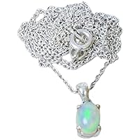 Handmade 925 Sterling Silver Genuine Oval Ethiopian Fire Opal Gemstone Pendant Jewelry