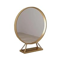 Nordic Gold Iron Art Dressing Mirrors Circular Makeup Mirrors Bathroom Mirrors Princess Bedroom Mirrors (Color : D, Size : 40cm)