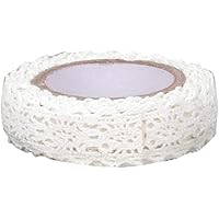 1 Roll 1.7m Lace Trim Ribbon Tape Self-Adhesive Decorative Lace Fabric Washi Tapes Striping Masking Tapes Decorative Sticker White Deft