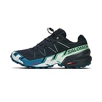 Salomon Speedcross 6 Men's Trail Running Sneakers - Legendary Grip Hiking Shoes, Lightweight Design, Fiery Revamped Upper, Carbon/Tahitian Tide/White