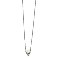 Stainless Steel Polished With CZ Cubic Zirconia Simulated Diamond Double Triangles Necklace 16.5 Inch Measures 1.9mm Wide Jewelry for Women
