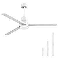 Ceiling Fans with Lights and Remote, Indoor and Outdoor , 60-inch White with Reversible DC Motor for Patio Bedroom Living Room