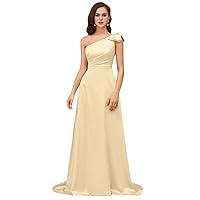 one Shoulder Satin Bridesmaid Dresses Maxi Length Women's Formal Dress