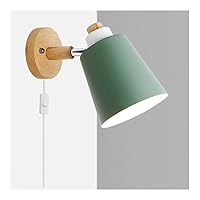 Adjustable Wall Sconce Wooden Wall Mount Lamp Bedside Reading Lights E27 Indoor Spotlights with Switch for Bedroom (Color : Green, Size : White Light)