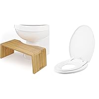 Squatty Potty Oslo Folding Bamboo Toilet Stool – 7 Inches, Collapsible Bathroom Stool & Little2Big 1881SLOW 000 Toilet Seat with Built-in Potty Training Seat, Slow-Close
